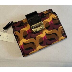 VERA BRADLEY Wallet Bifold Modern Lights Purple Gold Push Lock NEW
